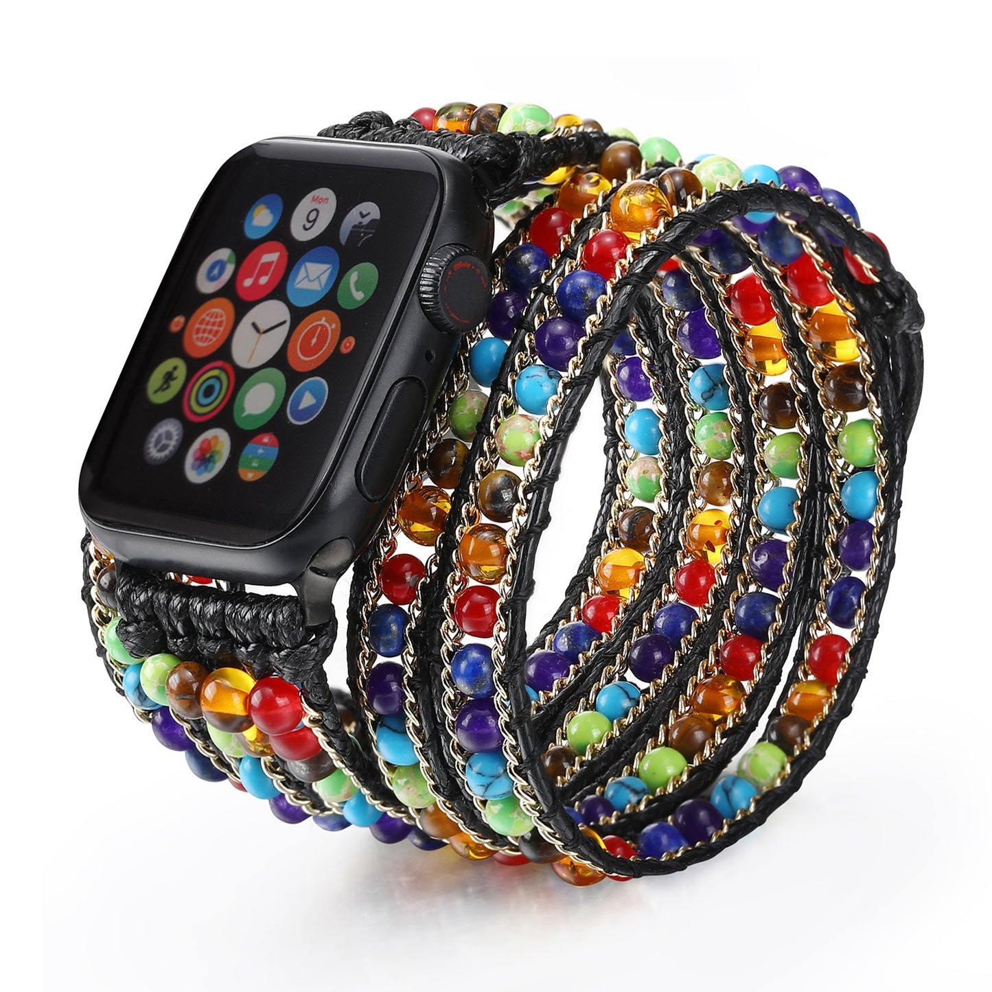 Boho Wrap Bracelet Compatible with Beaded Apple Watch Band
