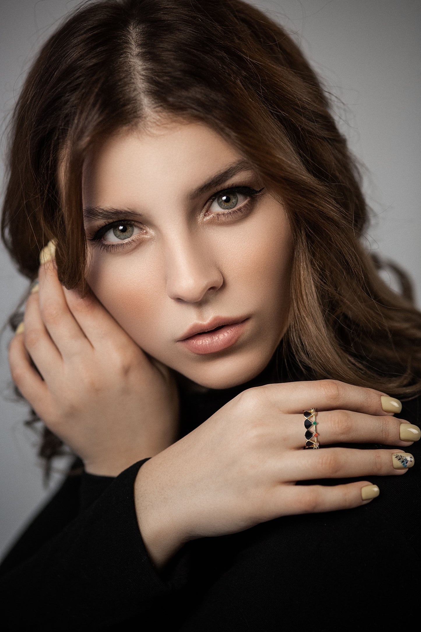 Open Enamel Ring for Women, Dainty 18k Gold Plated Adjustable Ring