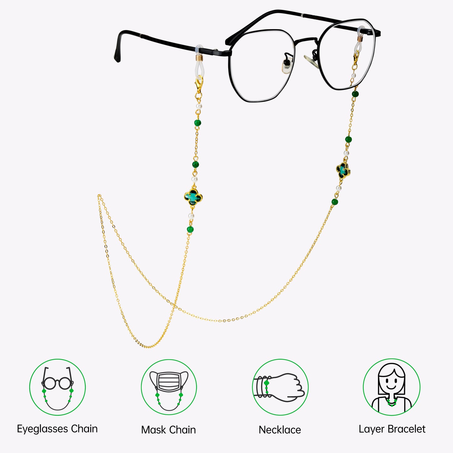 Mask Lanyard Chain Eyeglasses Chain for Women Four-leaf Holder Strap Eyewear Cord