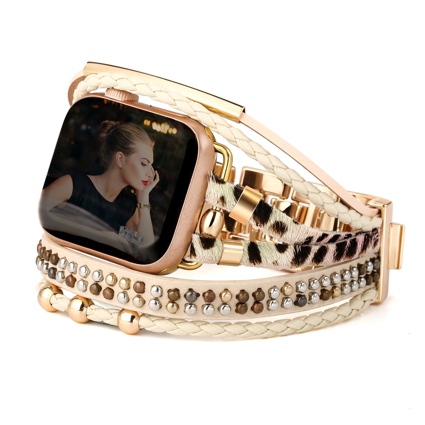 Boho Leather Wrap Bands Compatible with Apple Watch Band