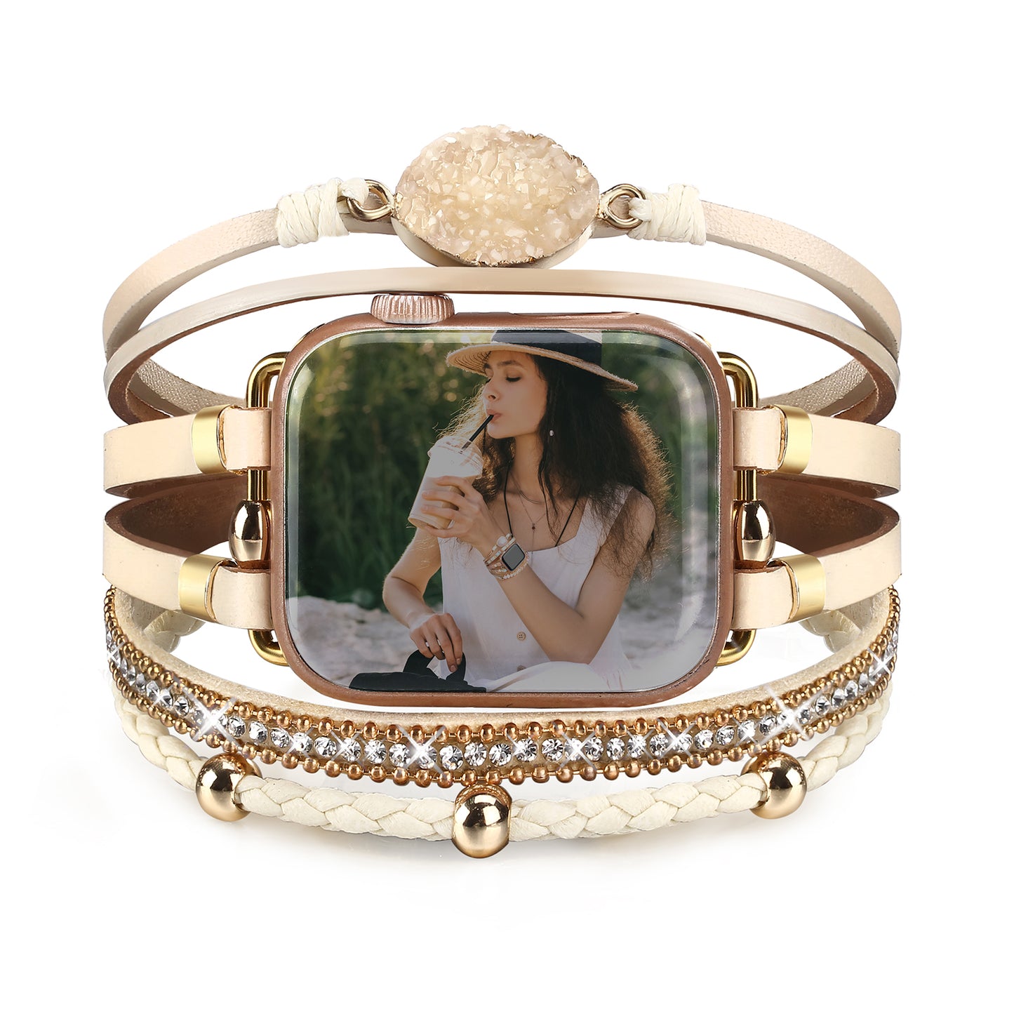 Boho Leather Wrap Bands Compatible with Apple Watch Band